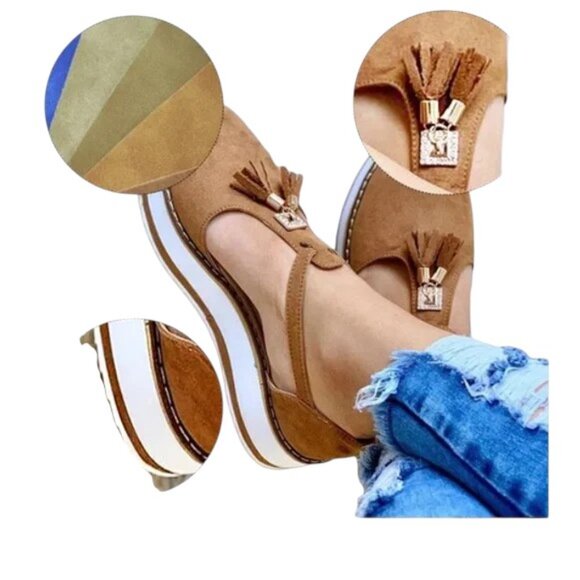 Orthopedic Casual Platform  w/breathable Leather Walking Shoes - Picture 7 of 11